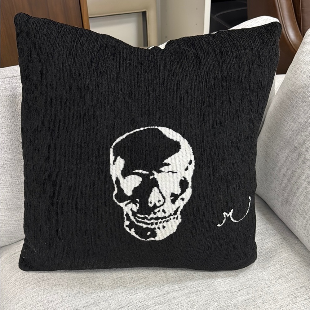 20” Black Skull Throw Pillow